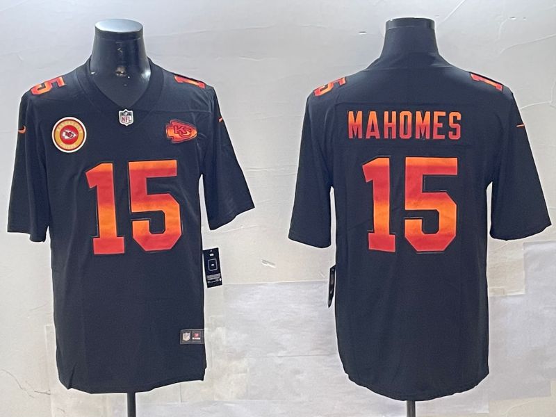 Men Kansas City Chiefs 15 Mahomes Black 2024 Nike Limited NFL Jersey style 01081